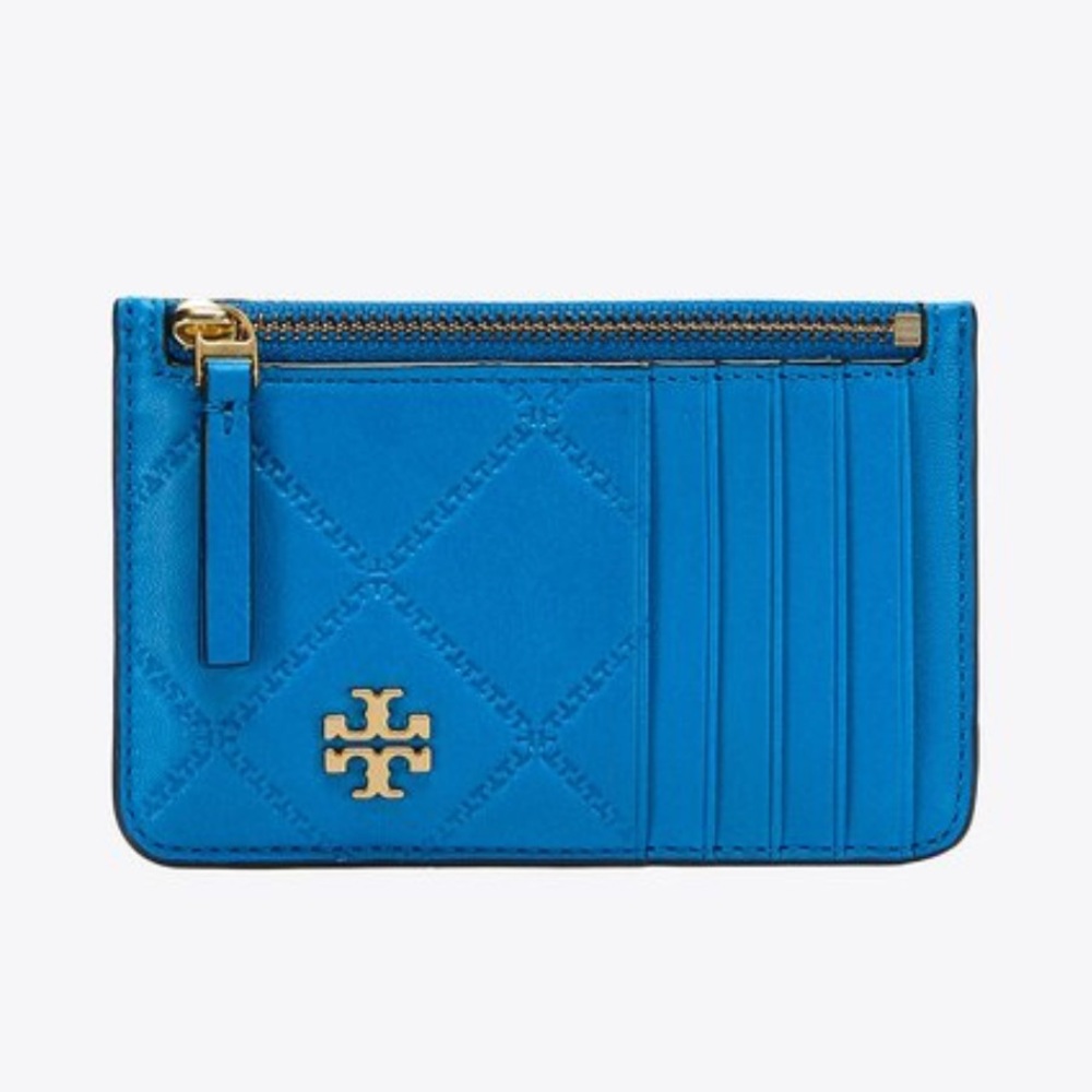 Tory Burch Georgia Top Zip Card Case Galleria Blue
